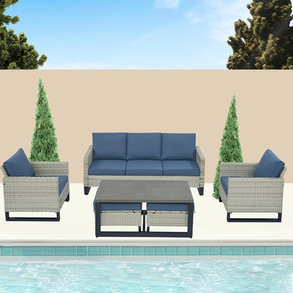 Set di 6 divani da esterno con sedia e pouf