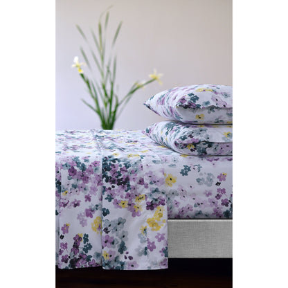 Set di lenzuola con tasche profonde e stampa floreale Azores Home con piatto oversize