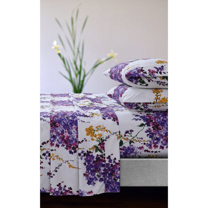 Set di lenzuola con tasche profonde e stampa floreale Azores Home con piatto oversize