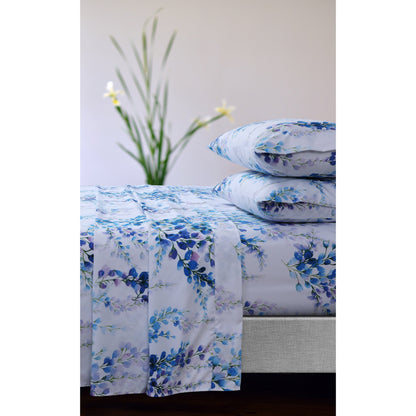 Set di lenzuola con tasche profonde e stampa floreale Azores Home con piatto oversize