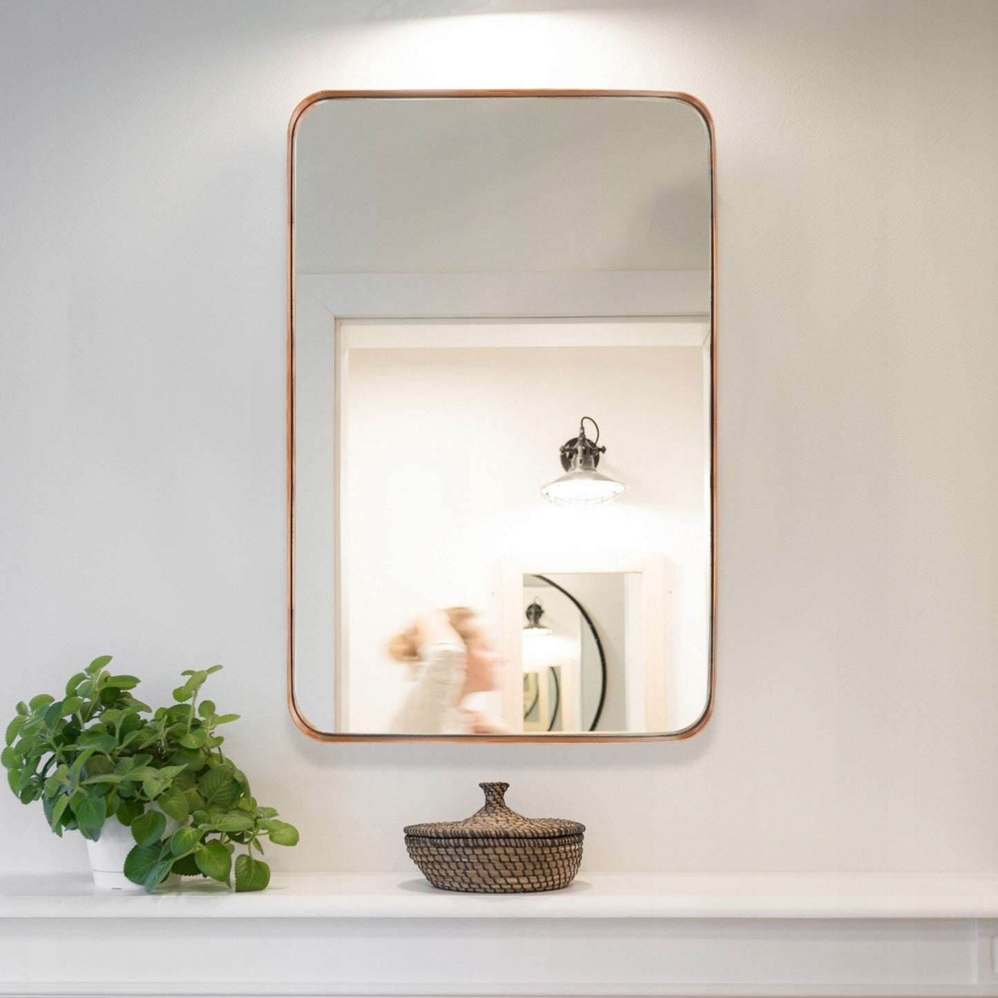 Specchio da parete, specchio da toeletta, specchio da bagno con angolo arrotondato (1 pezzo)
