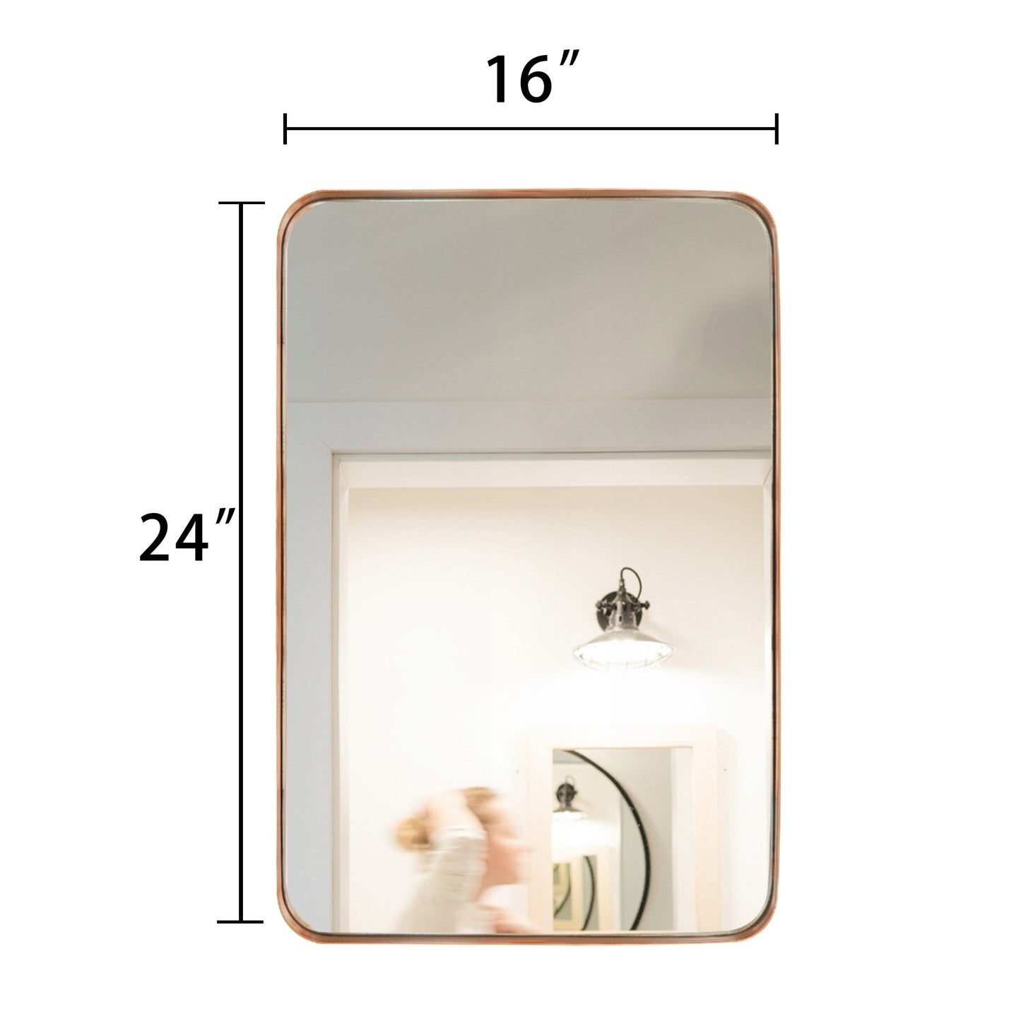 Specchio da parete, specchio da toeletta, specchio da bagno con angolo arrotondato (1 pezzo)
