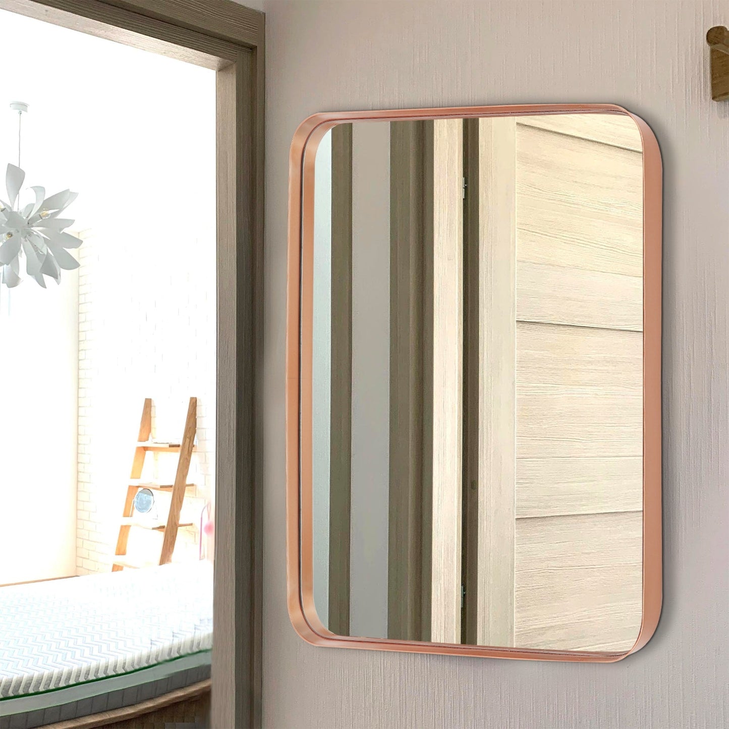 Specchio da parete, specchio da toeletta, specchio da bagno con angolo arrotondato (1 pezzo)
