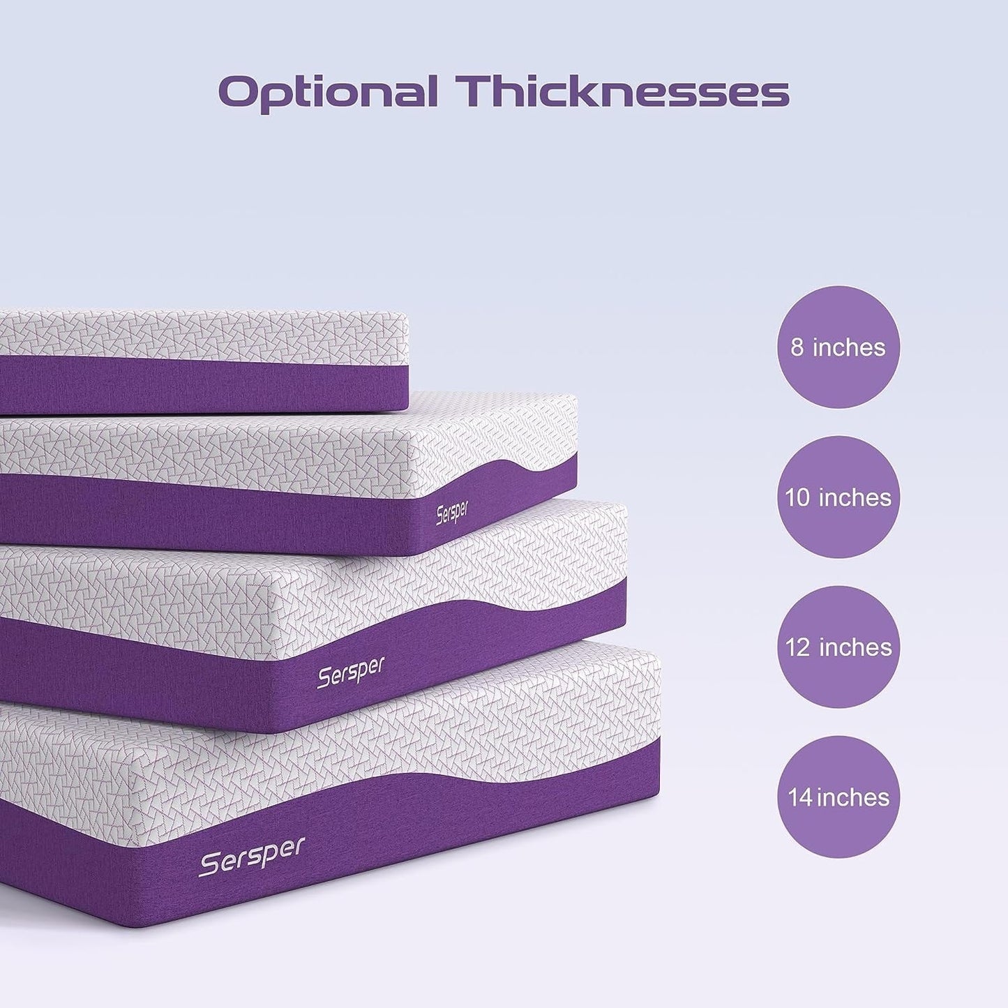 Materasso in memory foam al gel di carbone di bambù da 14 pollici, adatto per letto regolabile