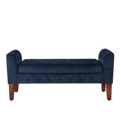 Panca/divano contenitore in velluto blu navy Malakoff Copper Grove
