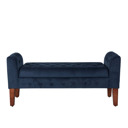 Panca/divano contenitore in velluto blu navy Malakoff Copper Grove