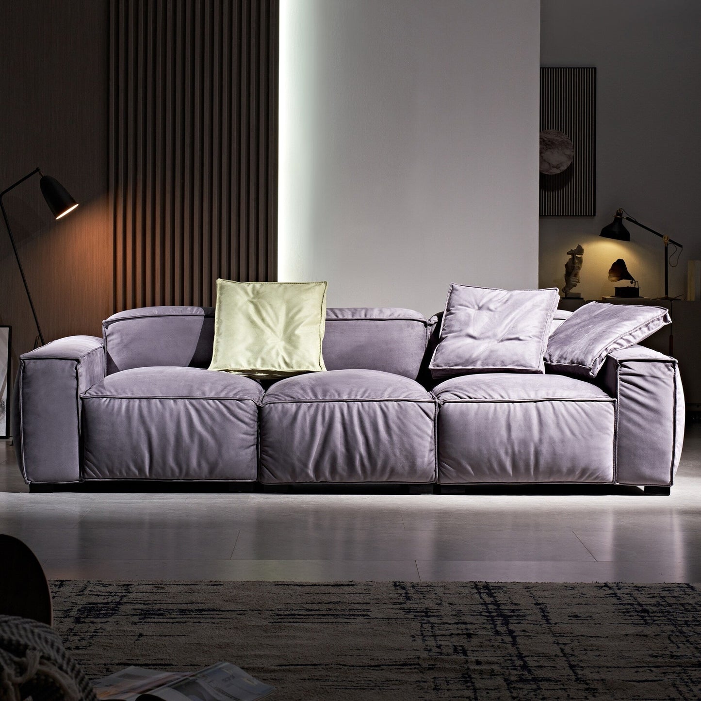 Divano quadrato 110'' Masha Velvet a quattro posti per divano letto da soggiorno