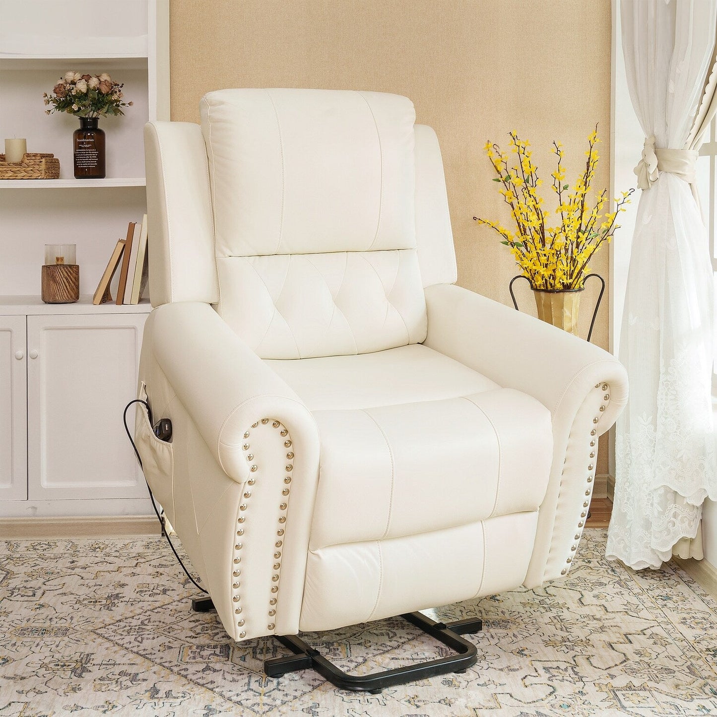 Poltrona reclinabile elettrica Air Leather Premium con poggiapiedi e telecomando