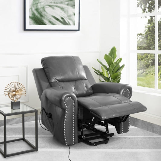 Poltrona reclinabile elettrica Air Leather Premium con poggiapiedi e telecomando