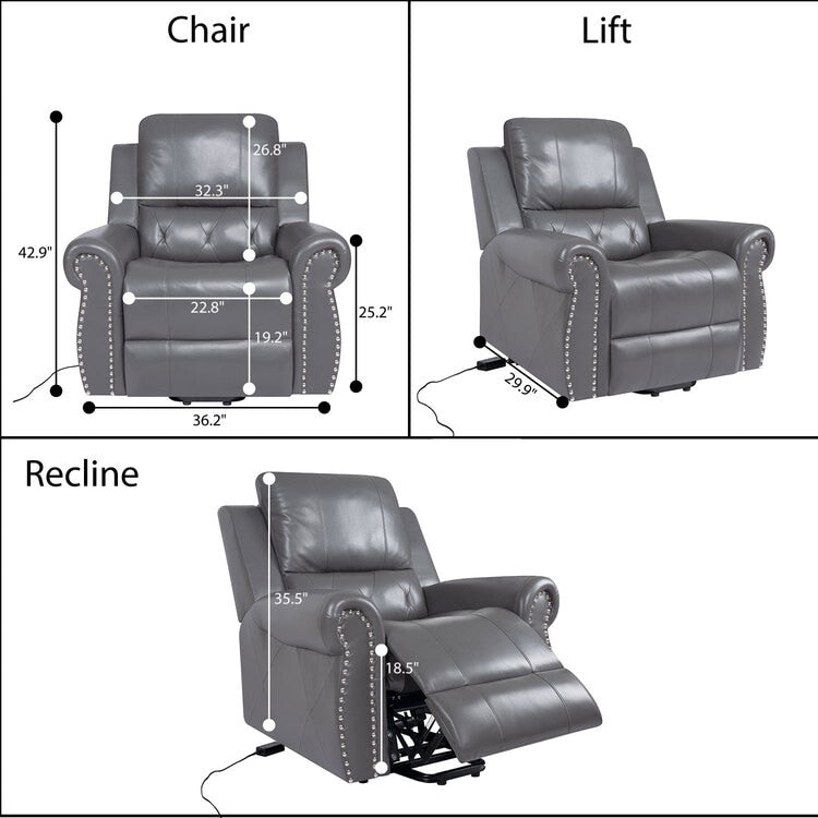 Poltrona reclinabile elettrica Air Leather Premium con poggiapiedi e telecomando
