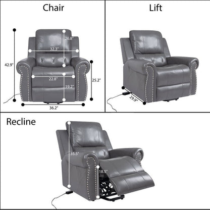 Poltrona reclinabile elettrica Air Leather Premium con poggiapiedi e telecomando