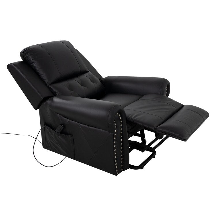Poltrona reclinabile elettrica Air Leather Premium con poggiapiedi e telecomando