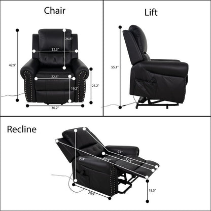 Poltrona reclinabile elettrica Air Leather Premium con poggiapiedi e telecomando