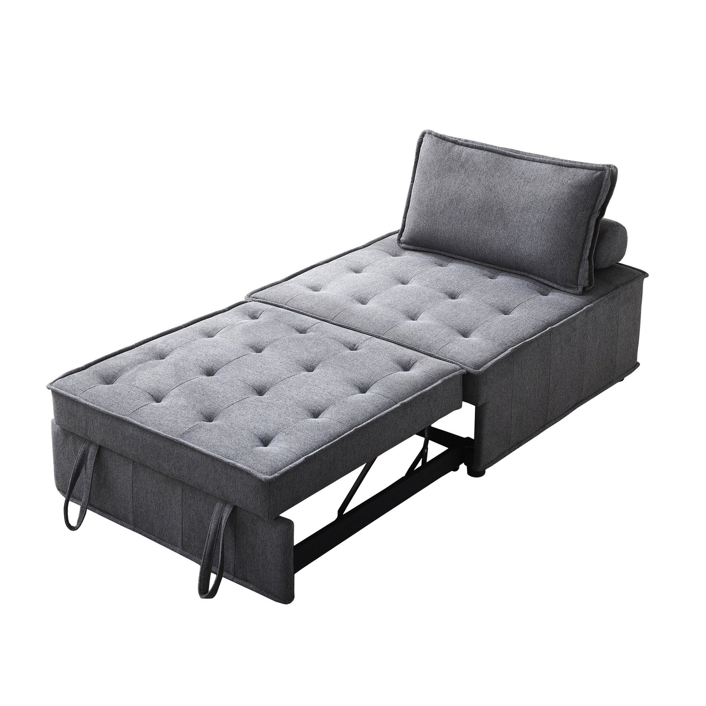 Divano letto trasformabile in lino - Elegante pouf con schienale rimovibile per un comfort extra