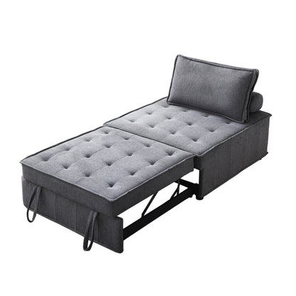 Divano letto trasformabile in lino - Elegante pouf con schienale rimovibile per un comfort extra