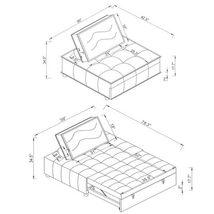 Divano letto trasformabile in lino - Elegante pouf con schienale rimovibile per un comfort extra