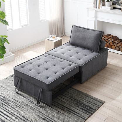 Divano letto trasformabile in lino - Elegante pouf con schienale rimovibile per un comfort extra