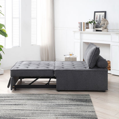 Divano letto trasformabile in lino - Elegante pouf con schienale rimovibile per un comfort extra
