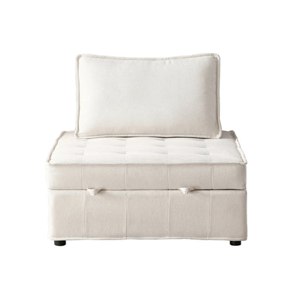 Divano letto trasformabile in lino - Elegante pouf con schienale rimovibile per un comfort extra