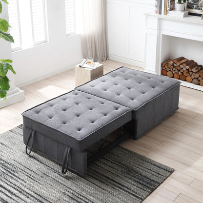 Divano letto trasformabile in lino - Elegante pouf con schienale rimovibile per un comfort extra