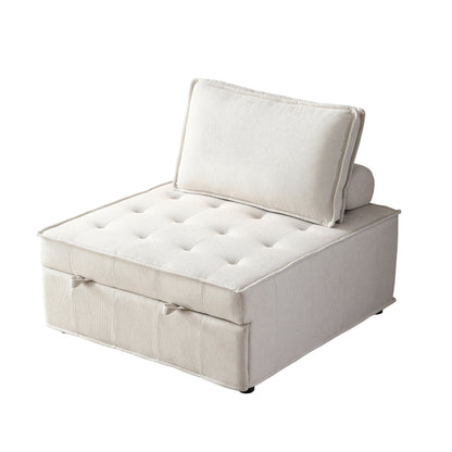 Divano letto trasformabile in lino - Elegante pouf con schienale rimovibile per un comfort extra