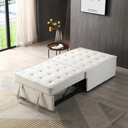 Divano letto trasformabile in lino - Elegante pouf con schienale rimovibile per un comfort extra
