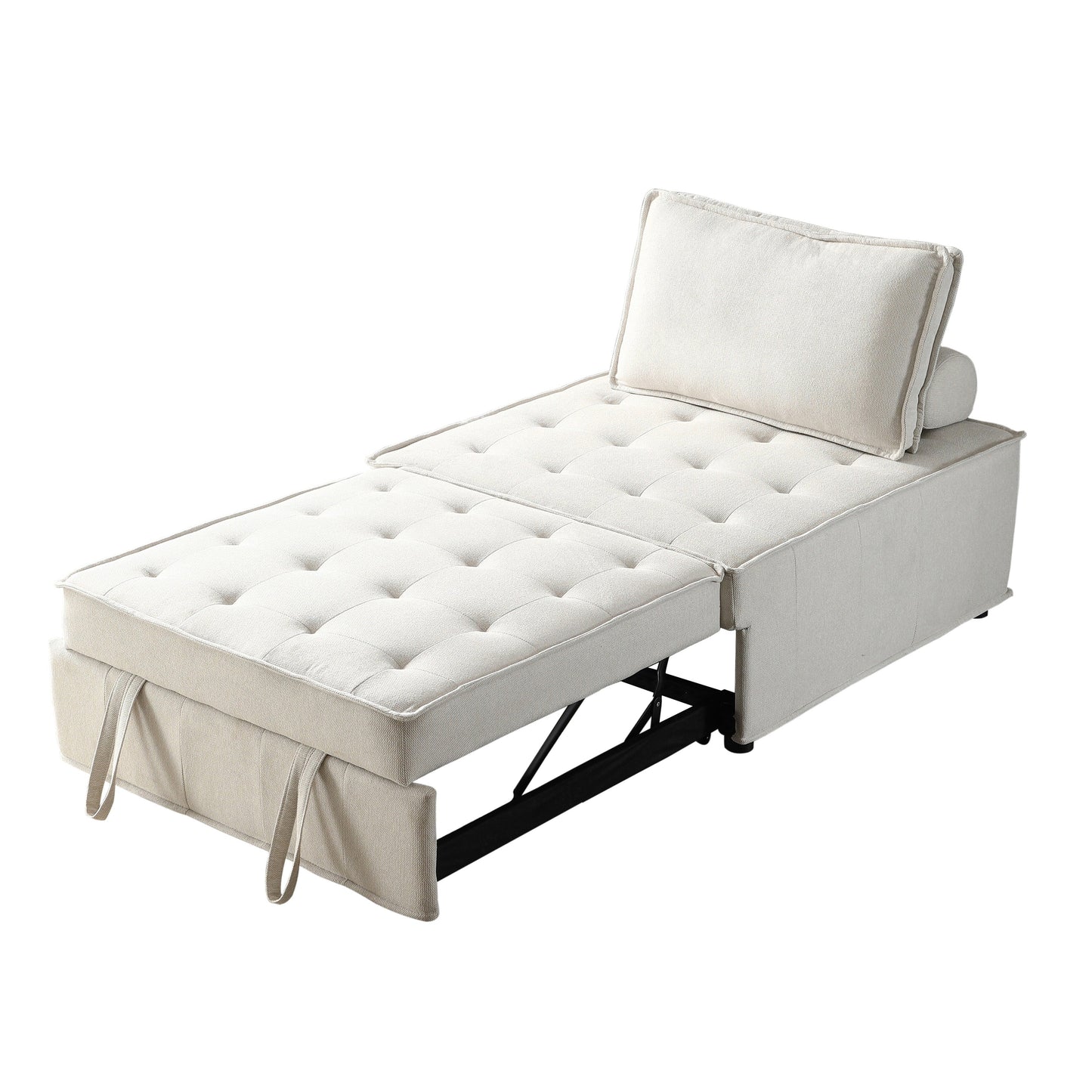 Divano letto trasformabile in lino - Elegante pouf con schienale rimovibile per un comfort extra