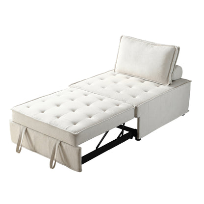 Divano letto trasformabile in lino - Elegante pouf con schienale rimovibile per un comfort extra
