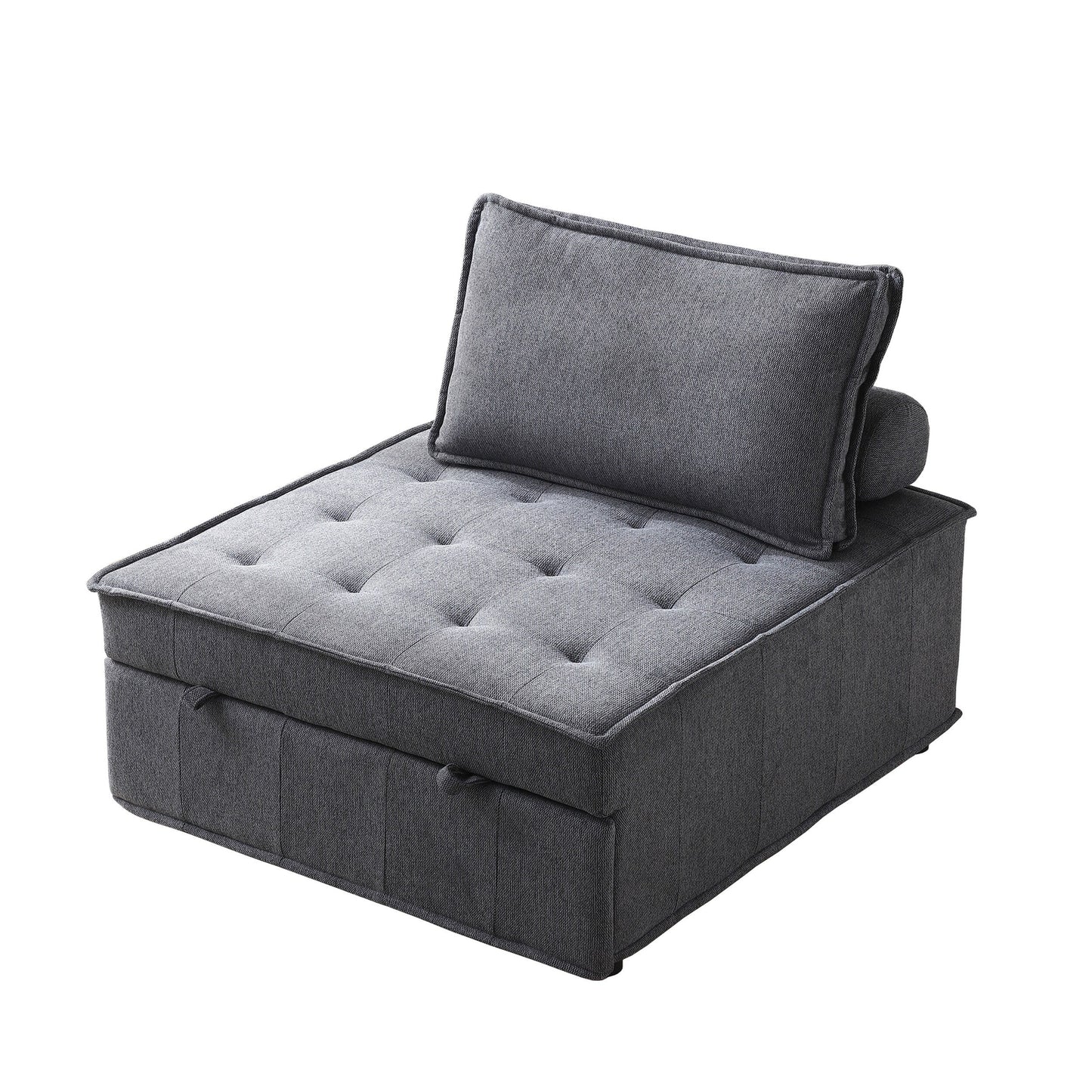 Divano letto trasformabile in lino - Elegante pouf con schienale rimovibile per un comfort extra