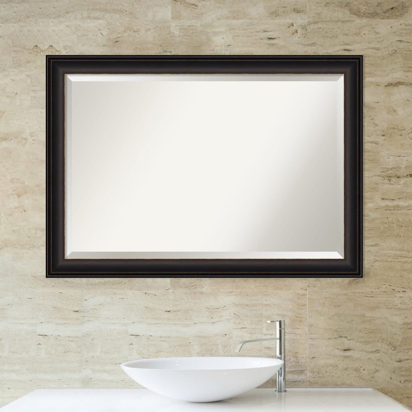 Specchio da parete per bagno bisellato - Cornice in bronzo oliato Trio - Cornice in bronzo oliato Trio