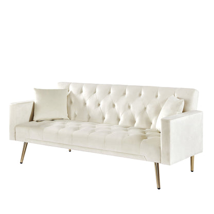 Divano letto pieghevole trasformabile imbottito trapuntato bianco crema
