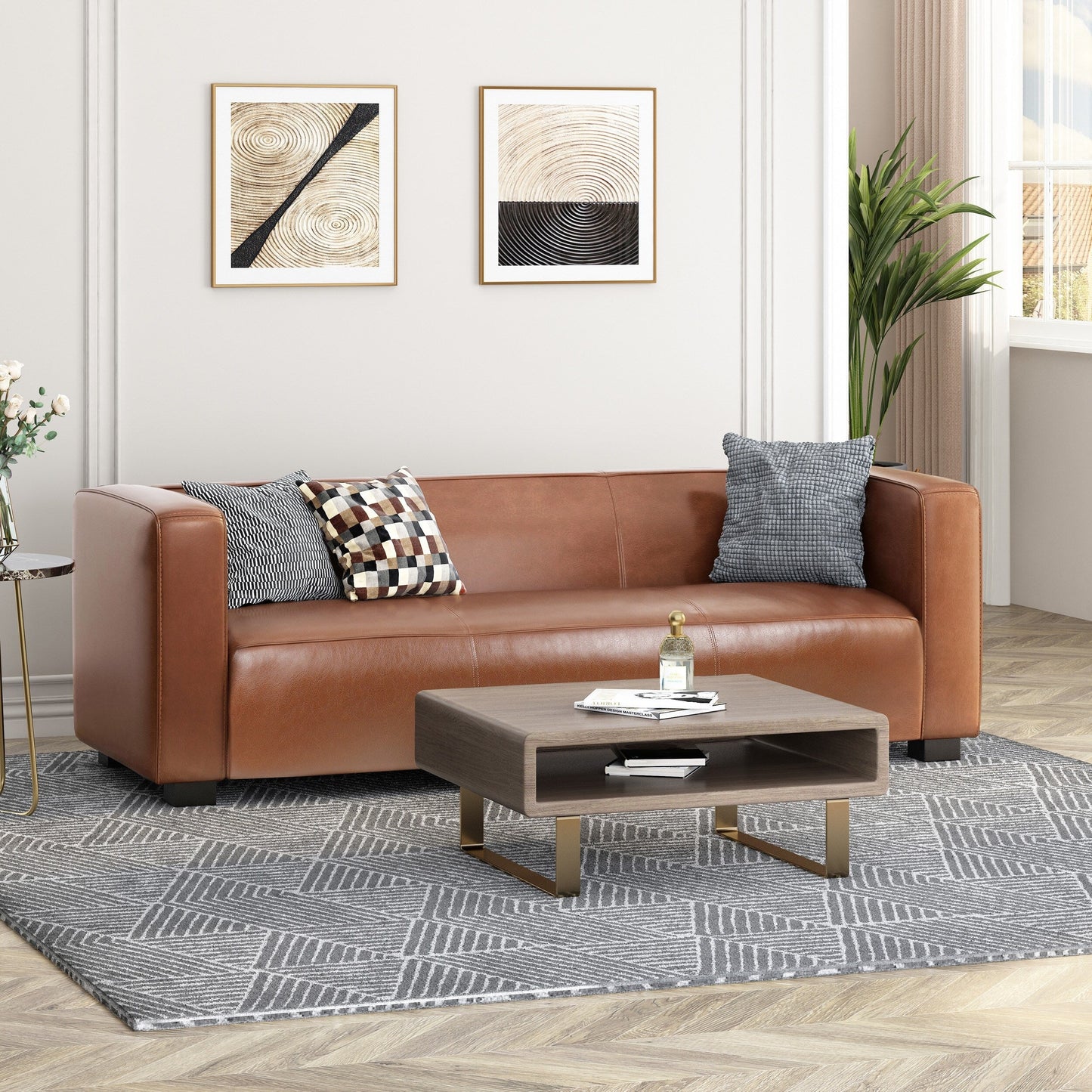 Divano Tuxedo Arms a 3 posti con gambe in legno di betulla