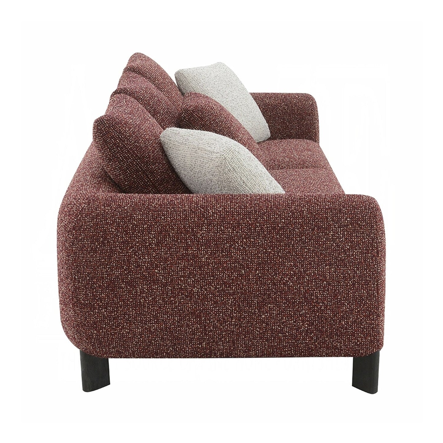 Divano imbottito in tessuto tweed con 3 cuscini color marrone