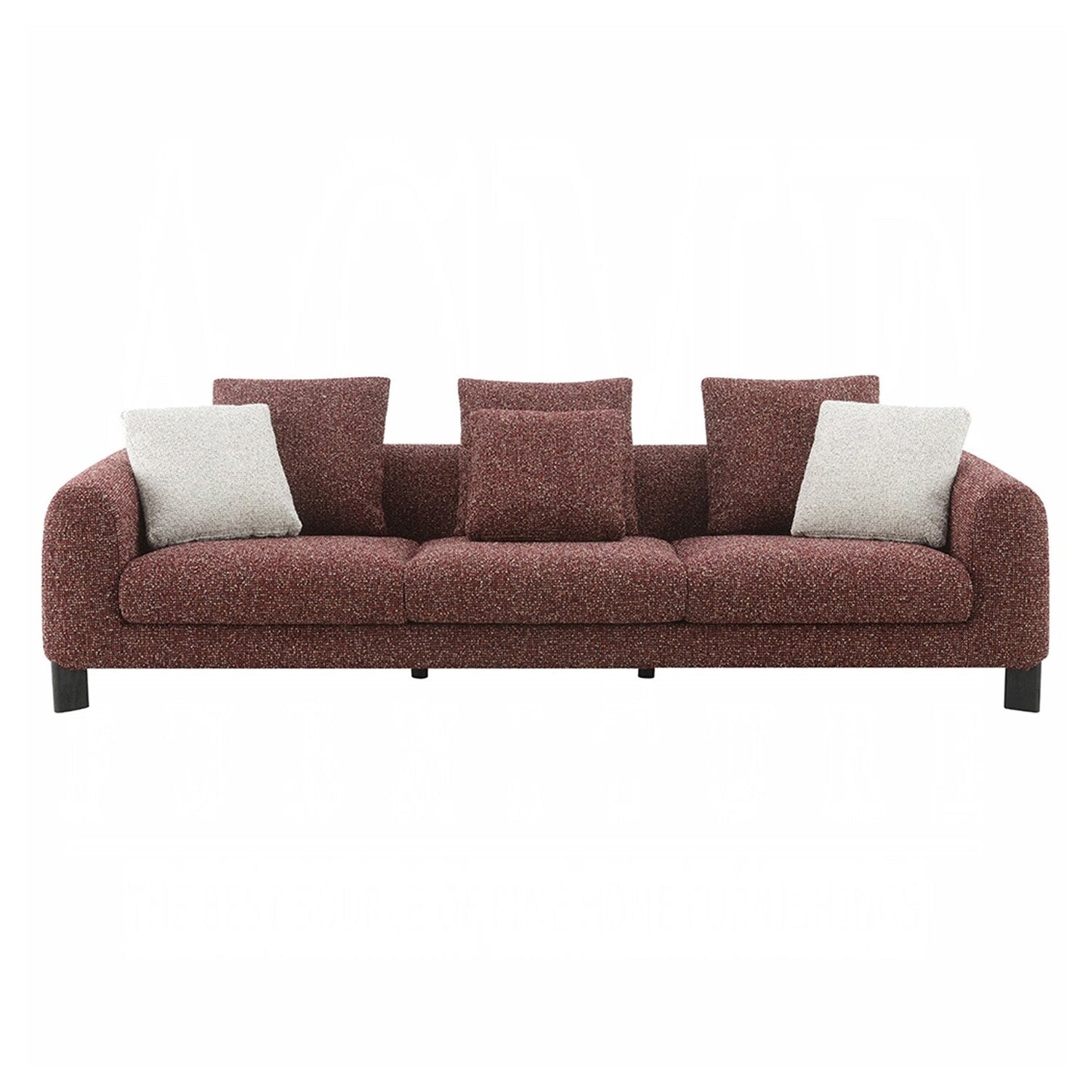 Divano imbottito in tessuto tweed con 3 cuscini color marrone