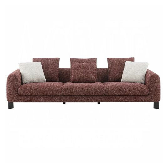 Divano imbottito in tessuto tweed con 3 cuscini color marrone