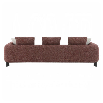 Divano imbottito in tessuto tweed con 3 cuscini color marrone