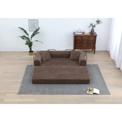 Divano letto trasformabile Twilight in 2 pezzi, divano letto pieghevole in velluto a coste con struttura fissa per spazi abitativi accoglienti