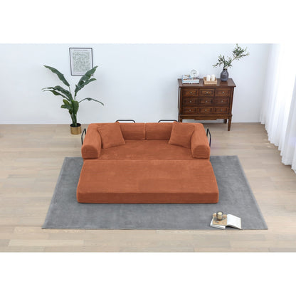 Divano letto trasformabile Twilight in 2 pezzi, divano letto pieghevole in velluto a coste con struttura fissa per spazi abitativi accoglienti