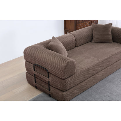 Divano letto trasformabile Twilight in 2 pezzi, divano letto pieghevole in velluto a coste con struttura fissa per spazi abitativi accoglienti