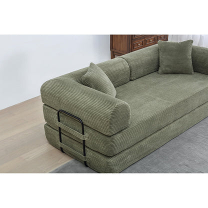 Divano letto trasformabile Twilight in 2 pezzi, divano letto pieghevole in velluto a coste con struttura fissa per spazi abitativi accoglienti