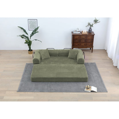 Divano letto trasformabile Twilight in 2 pezzi, divano letto pieghevole in velluto a coste con struttura fissa per spazi abitativi accoglienti