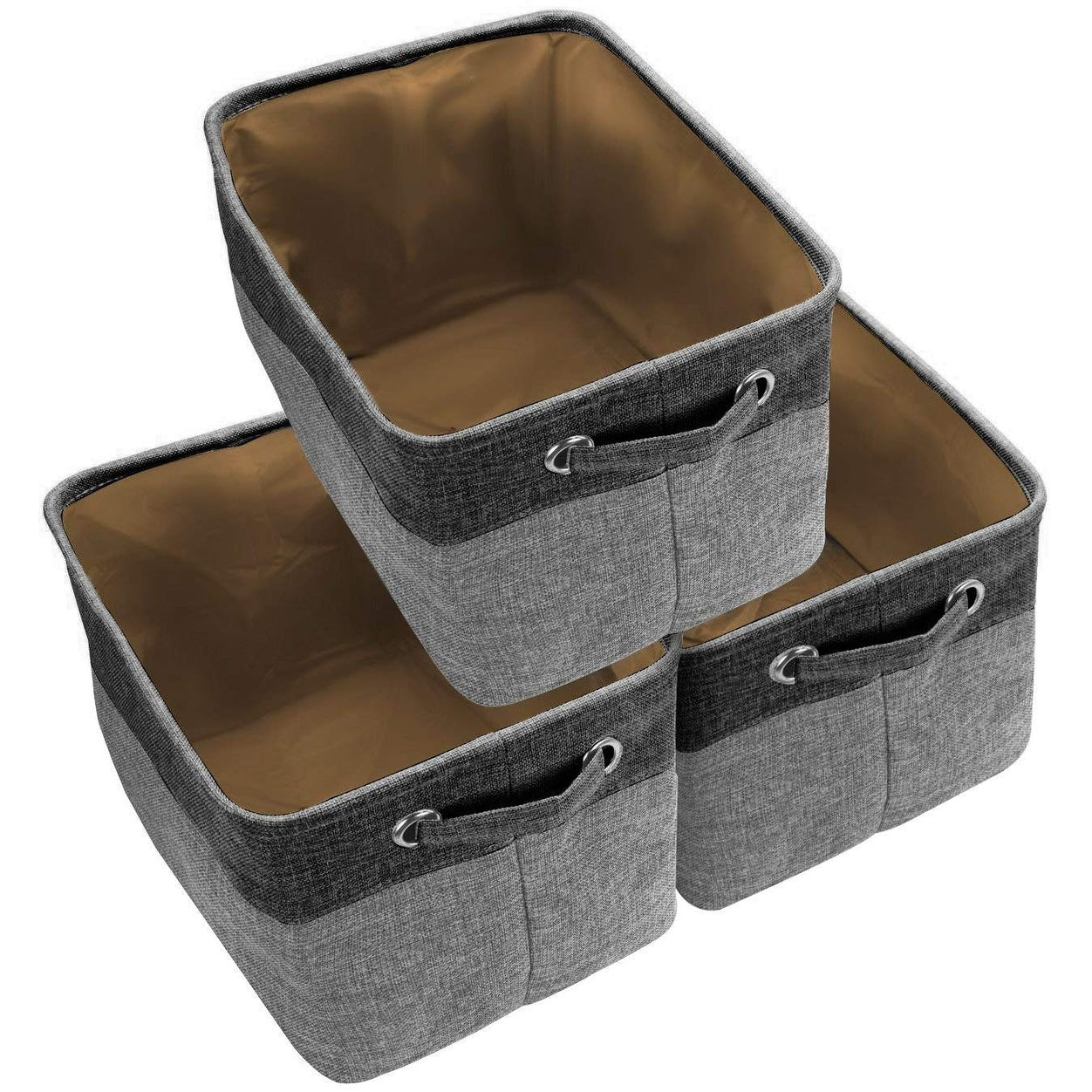 Set di cestini portaoggetti in twill - Confezione da 3, nero