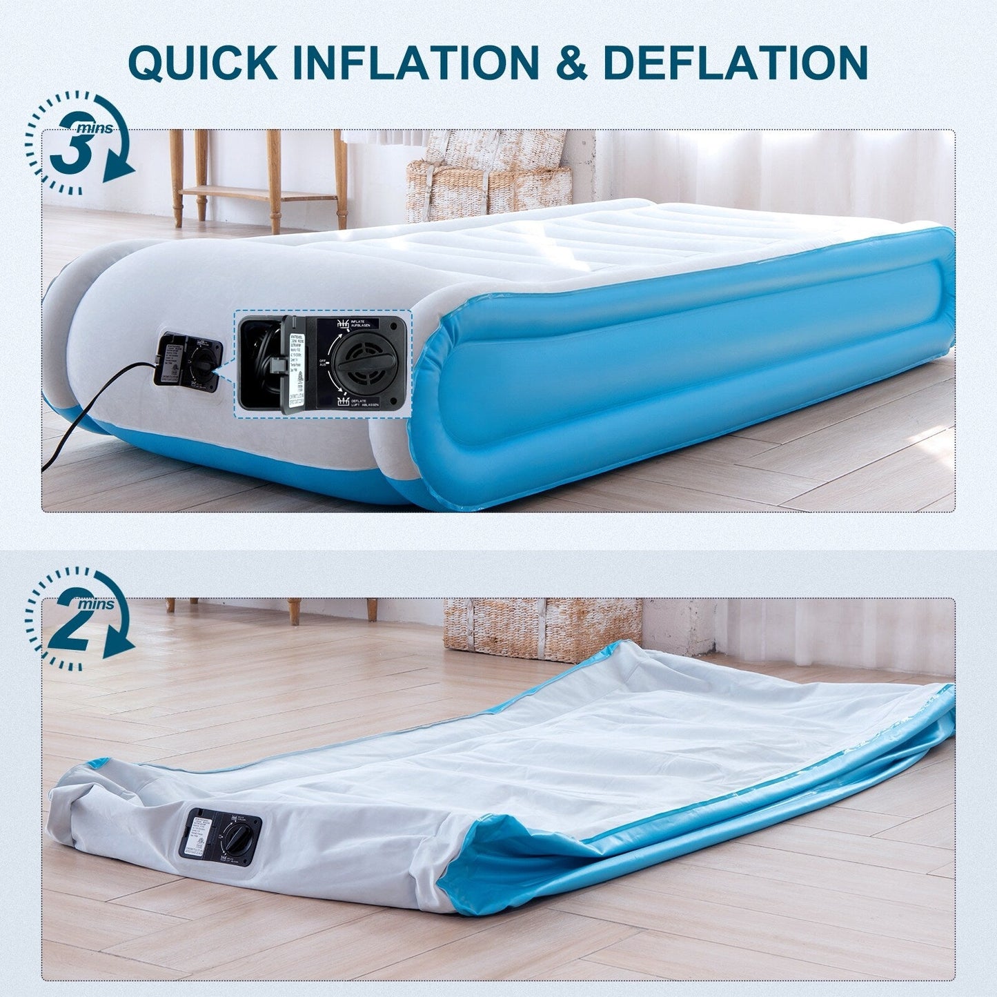 Materasso ad aria gemellare con pompa e cuscino integrati, tecnologia di supporto alta 17'', materasso gonfiabile per viaggi a casa, capacità di 660 libbre