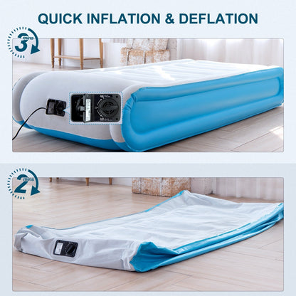 Materasso ad aria gemellare con pompa e cuscino integrati, tecnologia di supporto alta 17'', materasso gonfiabile per viaggi a casa, capacità di 660 libbre