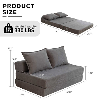 Divano letto convertibile doppio - Divano letto pieghevole multifunzionale con cuscino e schienale regolabile, ideale per dormitori/camere degli ospiti