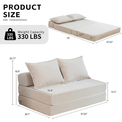 Divano letto convertibile doppio - Divano letto pieghevole multifunzionale con cuscino e schienale regolabile, ideale per dormitori/camere degli ospiti