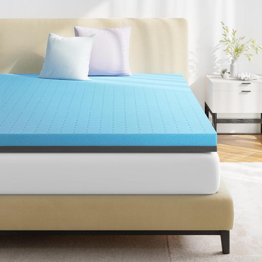 Coprimaterasso matrimoniale, coprimaterasso in memory foam con infusione di gel da 3 pollici, coprimaterasso rinfrescante per alleviare la pressione e il mal di schiena