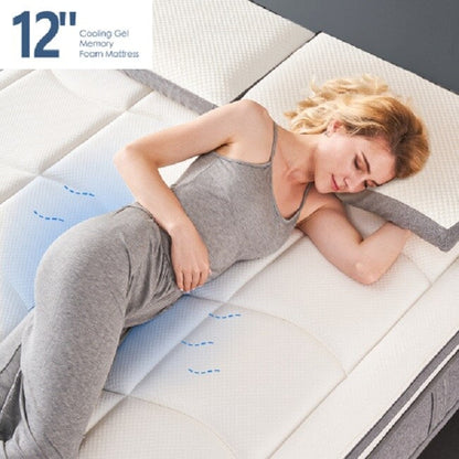Materasso matrimoniale, materasso ibrido Euro Top da 12 pollici, memory foam in gel con materasso a molle insacchettate in una scatola per un sonno fresco