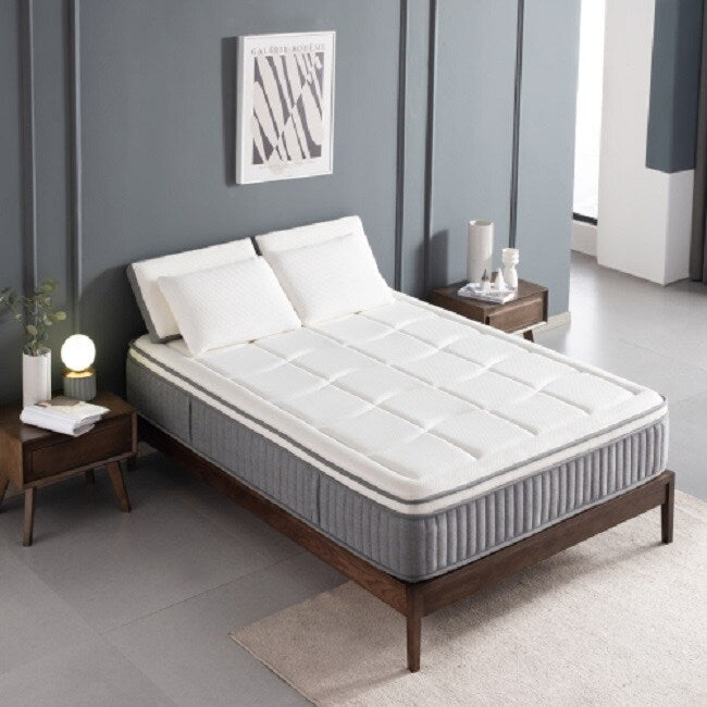 Materasso matrimoniale, materasso ibrido Euro Top da 12 pollici, memory foam in gel con materasso a molle insacchettate in una scatola per un sonno fresco