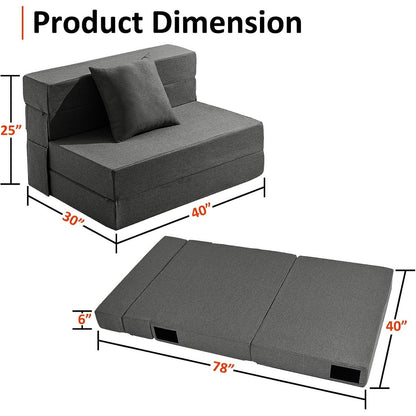 Divano letto pieghevole 4 in 1 Twin Size - Poltrona letto trasformabile con memory foam e fodera lavabile per piccoli spazi